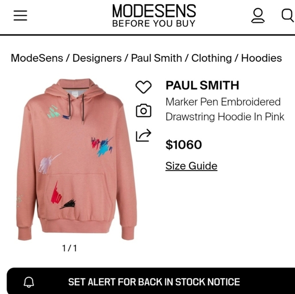 PAUL SMITH Embroidered Marker Pen Mens Pink Hoodie Ink Spill Organic Cotton L - Picture 6 of 16